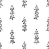 Seamless pattern with geometric minimal scandinavian Christmas tree doodle for decorative print, wrapping paper, greeting cards and fabric vector