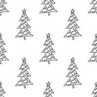 Seamless pattern with geometric minimal scandinavian Christmas tree doodle for decorative print, wrapping paper, greeting cards and fabric vector