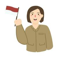 personaje Indonesia civil servidor trabajador ilustración vector