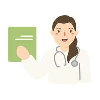 happy doctor presenting information illustration vector