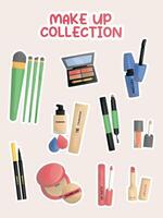 make up sticker collection vector