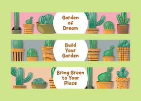 set of cactus banner vector