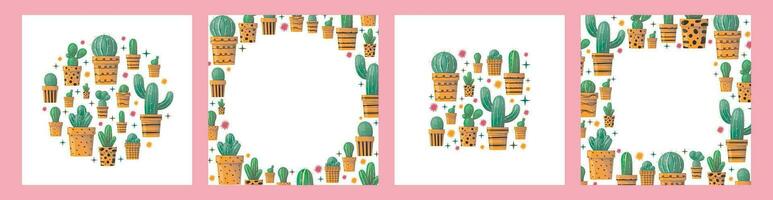 set of cactus background vector