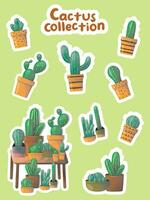 vector cactus pegatina conjunto