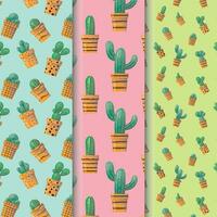 cactus seamless pattern collection vector