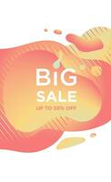 Vector sale discount promotion banner or poster in modern fluid style. Template design for Big season sale. Up to 50 percent off and special offer.