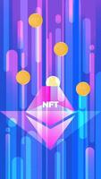 Vector illustration of a banner NFT coins. Nonfungible unique cryptocurrency. Bright background Vertical format