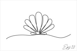 continuous line vector illustration design of seashell