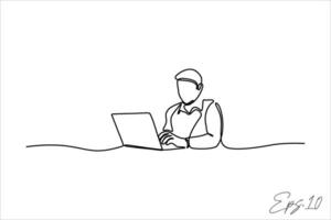 continuous line vector illustration design of an office worker