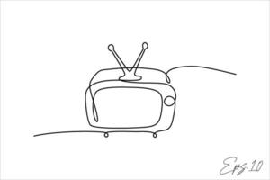 continuous line vector illustration design of ancient television