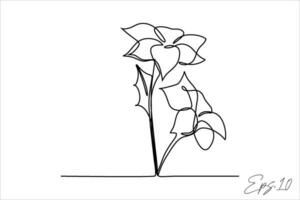 continuous line vector illustration design of flowers in bloom