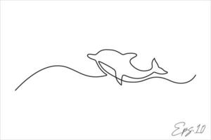 continuous line vector illustration design of dolphin