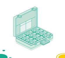 Business briefcase with packs of dollars. Isometric outline concept. 3d object. vector