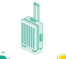 Suitcase on wheels isolated on white background. Isometric outline icon. Luggage. Travel symbol. vector