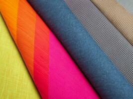 colorful fabric samples of textile for furniture photo