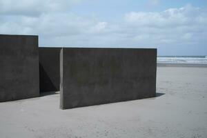 parts of concrete building at the beach of the sea AI Generative photo