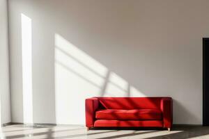 white room with red sofa AI Generative photo