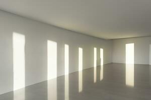 empty white room with windows and shadow AI Generative photo