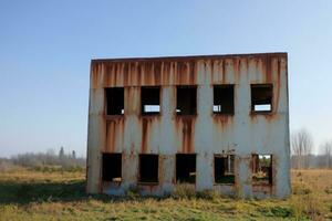 abandonado fábrica edificio en el paisaje ai generativo foto