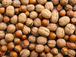 large quantity of nuts as background AI Generative photo