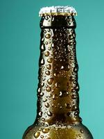 brown beer bottle with drops AI Generative photo