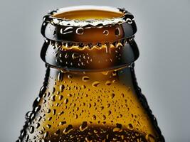 brown beer bottle with drops AI Generative photo