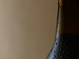 brown beer bottle with drops AI Generative photo