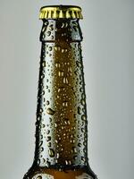 brown beer bottle with drops AI Generative photo