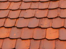 Detail shot of tiles on the roof, background AI Generative photo