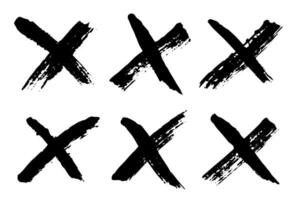 Hand drawn cross mark doodle set. Marker wrong sign clipart. Ink scribble checkbox. Single element vector