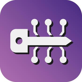 Digital Key Vector Glyph Gradient Background Icon For Personal And Commercial Use.
