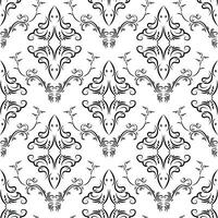 Seamless damask pattern vector in black and white colors. Luxury ornament for decoration interior. Vintage style element. Design for fabric and textile, wallpaper, curtain, room wall. photo