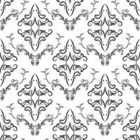 Seamless damask pattern vector in black and white colors. Luxury ornament for decoration interior. Vintage style element. Design for fabric and textile, wallpaper, curtain, room wall.
