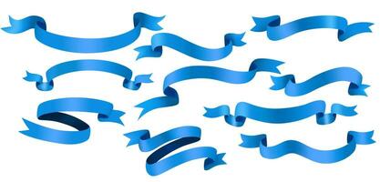 Blue Ribbons Sets Isolated, Suitable For Marketing, Holiday, and Other, Vector Illustration