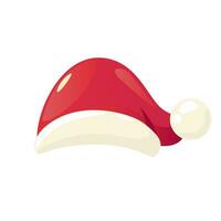 Santa Claus red hat. Detailed Christmas vector illustration isolated on white background.  Santa hat decoration element for holiday patterns, packaging, design