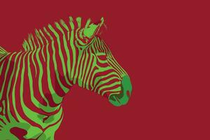 Red and Green Duotone Zebra vector