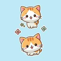 cute cat stickers with white borders vector