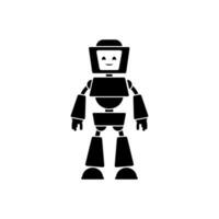 Cute robot icon isolated on white background. Funny futuristic bot with smiling friendly face and screen. Humanoid machine, Adorable cyborg symbol. Vector illustartion.