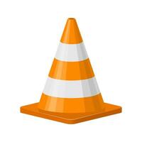 Traffic cone isolated on white background. Demolition road cone icon. traffic warning symbol for cars, stop to motion, to move sign, dangerous, accident, repair road, roadwork. Vector illustration.