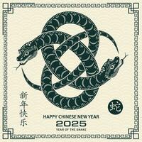 Happy Chinese new year 2025 Zodiac sign, year of the Snake vector
