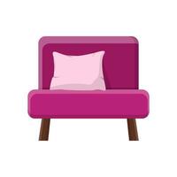 Stylish comfortable modern armchair in flat style isolated on white background. Part of the interior of a living room or office. Soft furniture for rest and relaxation. Vector illustration.