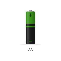Alkaline battery AA isolated on white background. Rechargeable battery energy storage cells flat modern style. Vector illustration.