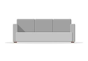 Stylish comfortable sofa in flat style isolated on white background. Couch interior of a living room or office. Soft furniture for rest and relaxation home. Vector illustration.