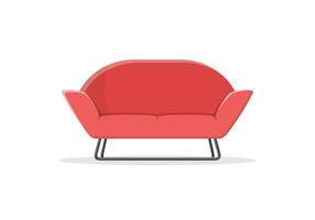 Stylish comfortable sofa in flat style isolated on white background. Couch interior of a living room or office. Soft furniture for rest and relaxation home. Vector illustration.