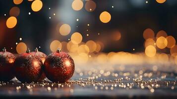 Christmas background with christmas decorations and space for text. Generative AI photo