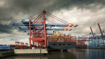 Container terminal in the port of hamburg photo