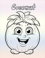 Coconut Coloring Page For Kids vector