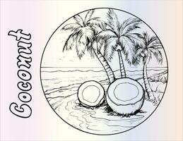 Coconut Coloring Page For Kids vector