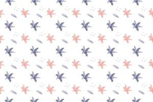 A pink star flower as seamless pattern vector
