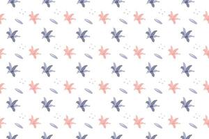 A pink star flower as seamless pattern vector